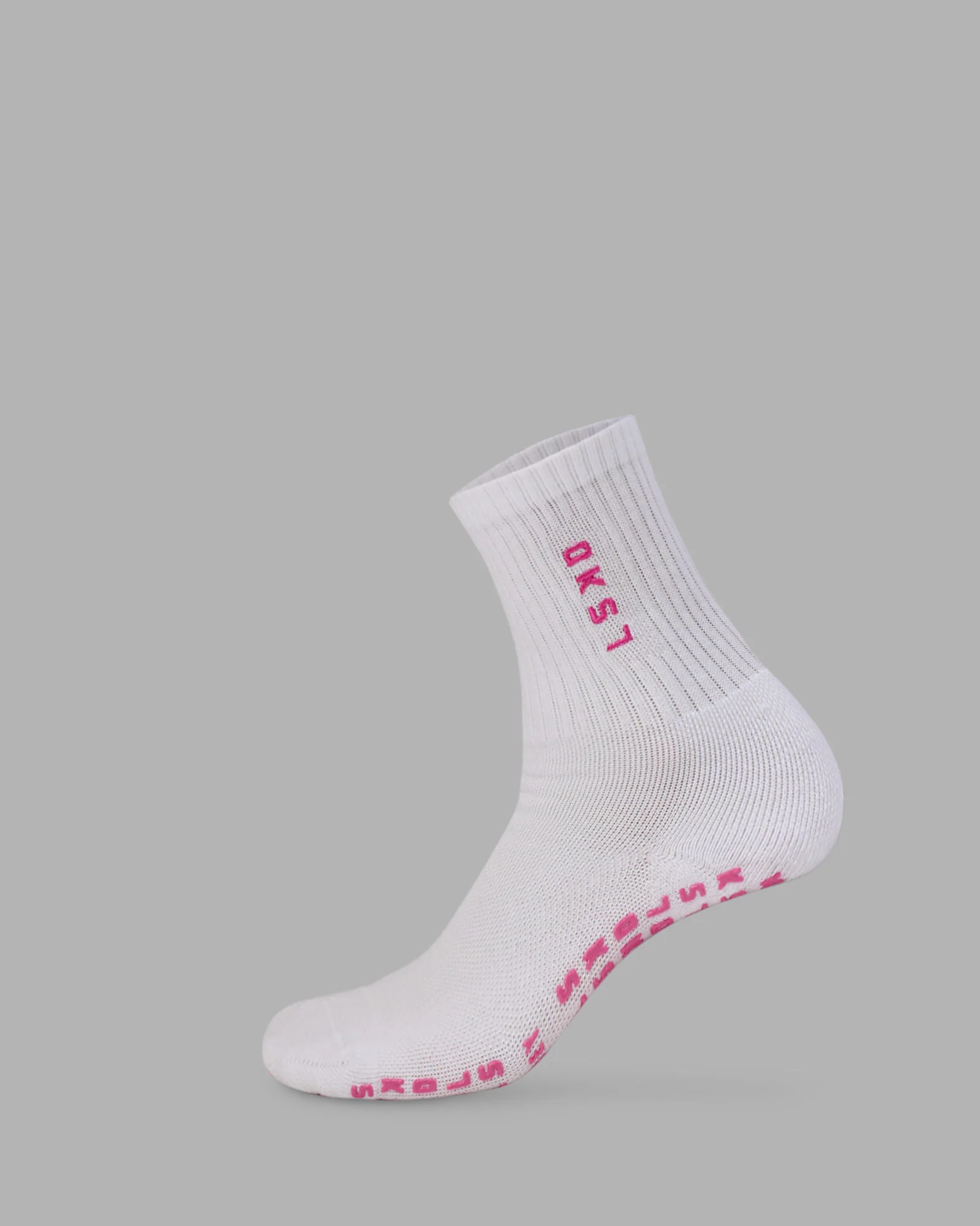 10107-signal-pilates-crew-grip-socks-2.0-white-ultra-pink-1.webp Signal Pilates Crew Grip Socks 2.0 - White-Ultra Pink
