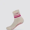 Blooming Pilates Grip Socks - Off White-Ultra Fuchsia