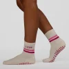Blooming Pilates Grip Socks - Off White-Ultra Fuchsia