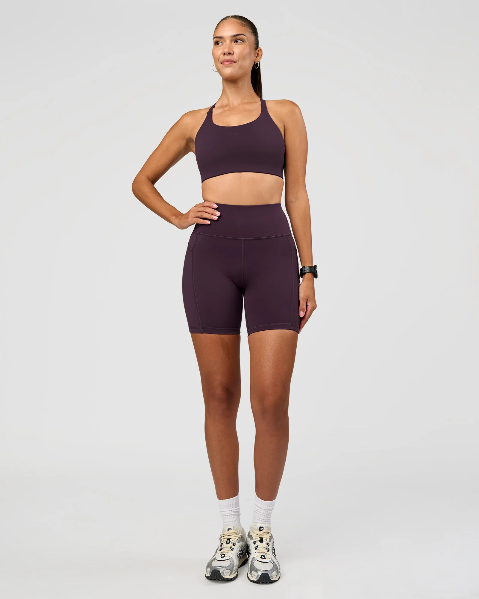 Rep Ultra High-Rise 6" Short Pockets - Midnight Plum-Marshmallow