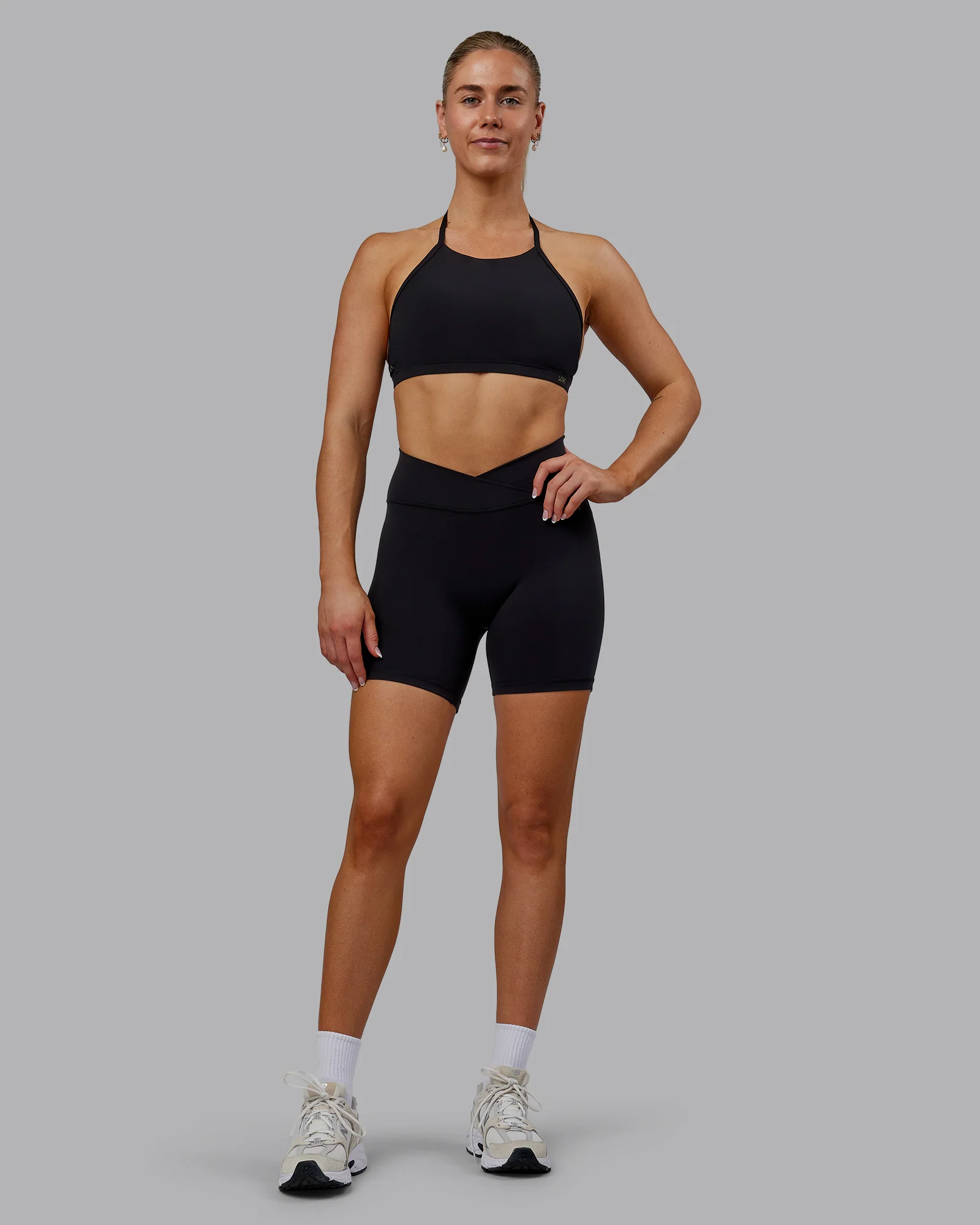 Sara Strike Ultra High-Rise Cross Over Waist 6" Short - Black