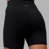 Sara Strike Ultra High-Rise Cross Over Waist 6" Short - Black