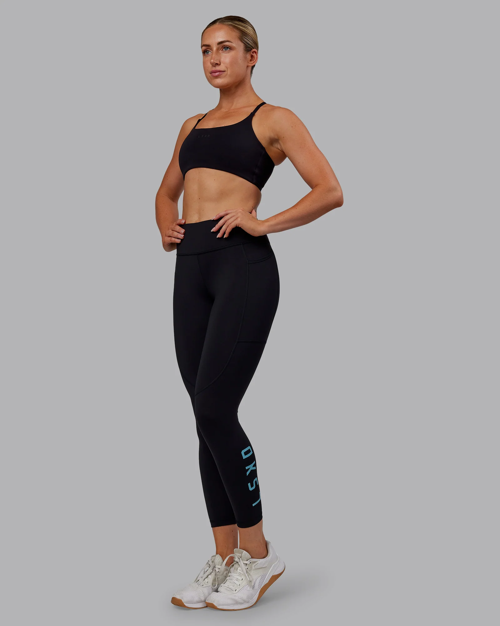 Rep Ultra High-Rise 7/8 Legging Pockets - Black-Retro Blue