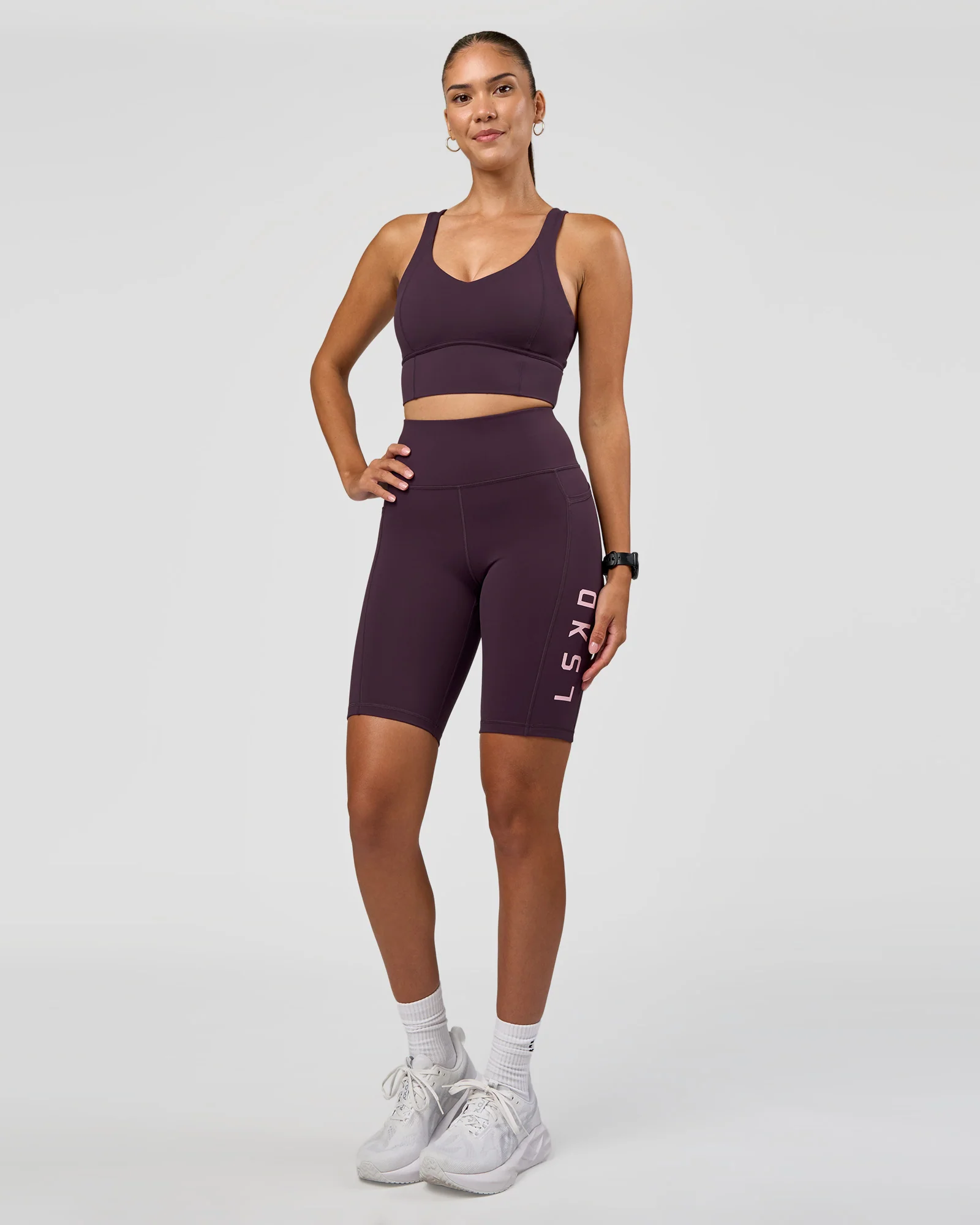 Rep Ultra High-Rise 9" Short Pockets - Midnight Plum-Marshmallow