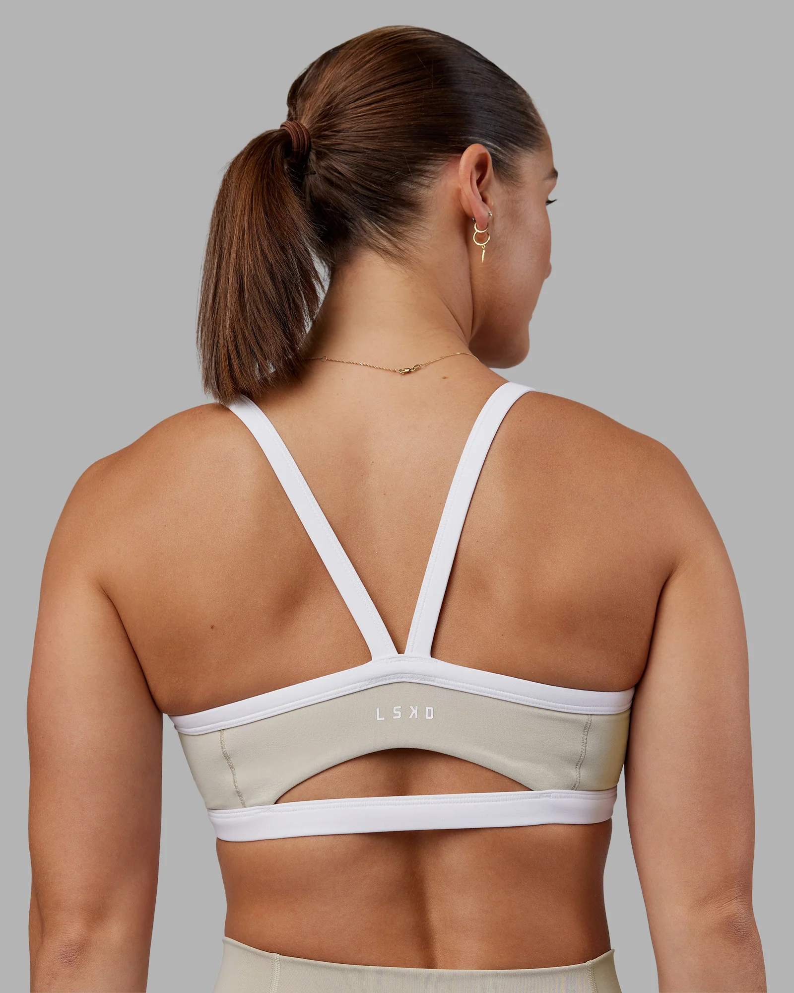 Abs Ignite Sports Bra - Shale Beige-White