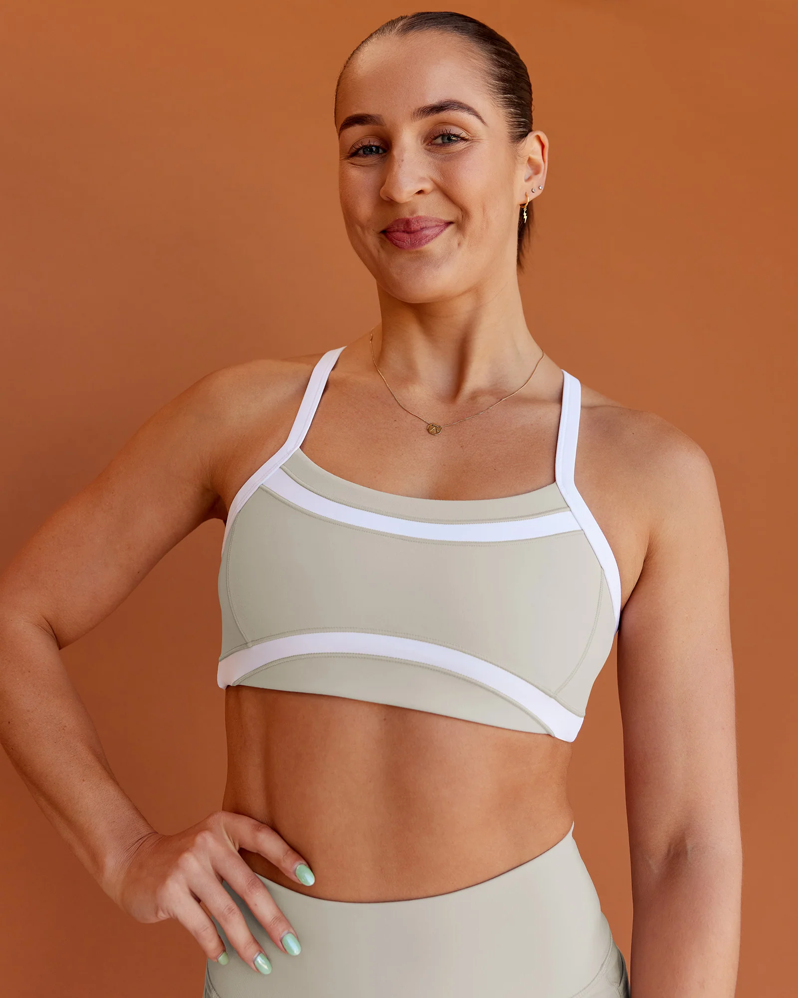 Abs Ignite Sports Bra - Shale Beige-White