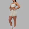 Abs Ignite Sports Bra - Shale Beige-White