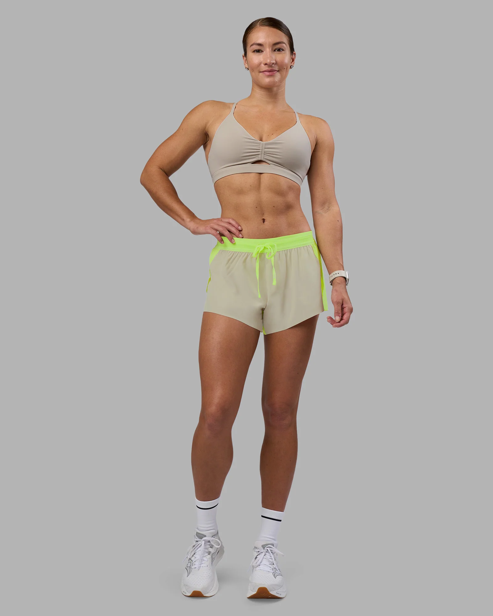 Accelerate 3" Running Short - Lime Glo-Shale Beige