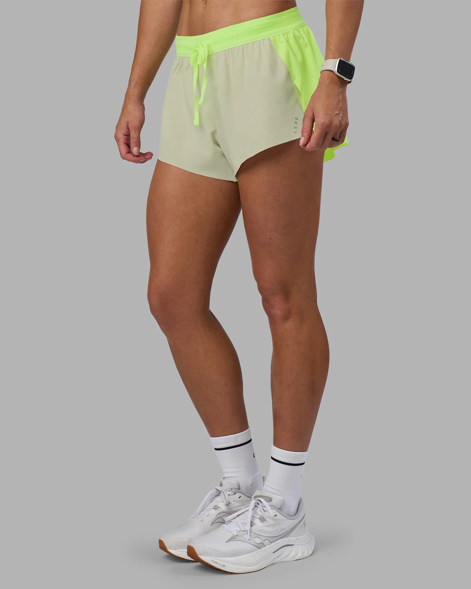 Accelerate 3" Running Short - Lime Glo-Shale Beige