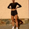 Scrunch Long Sleeve Tee - Black