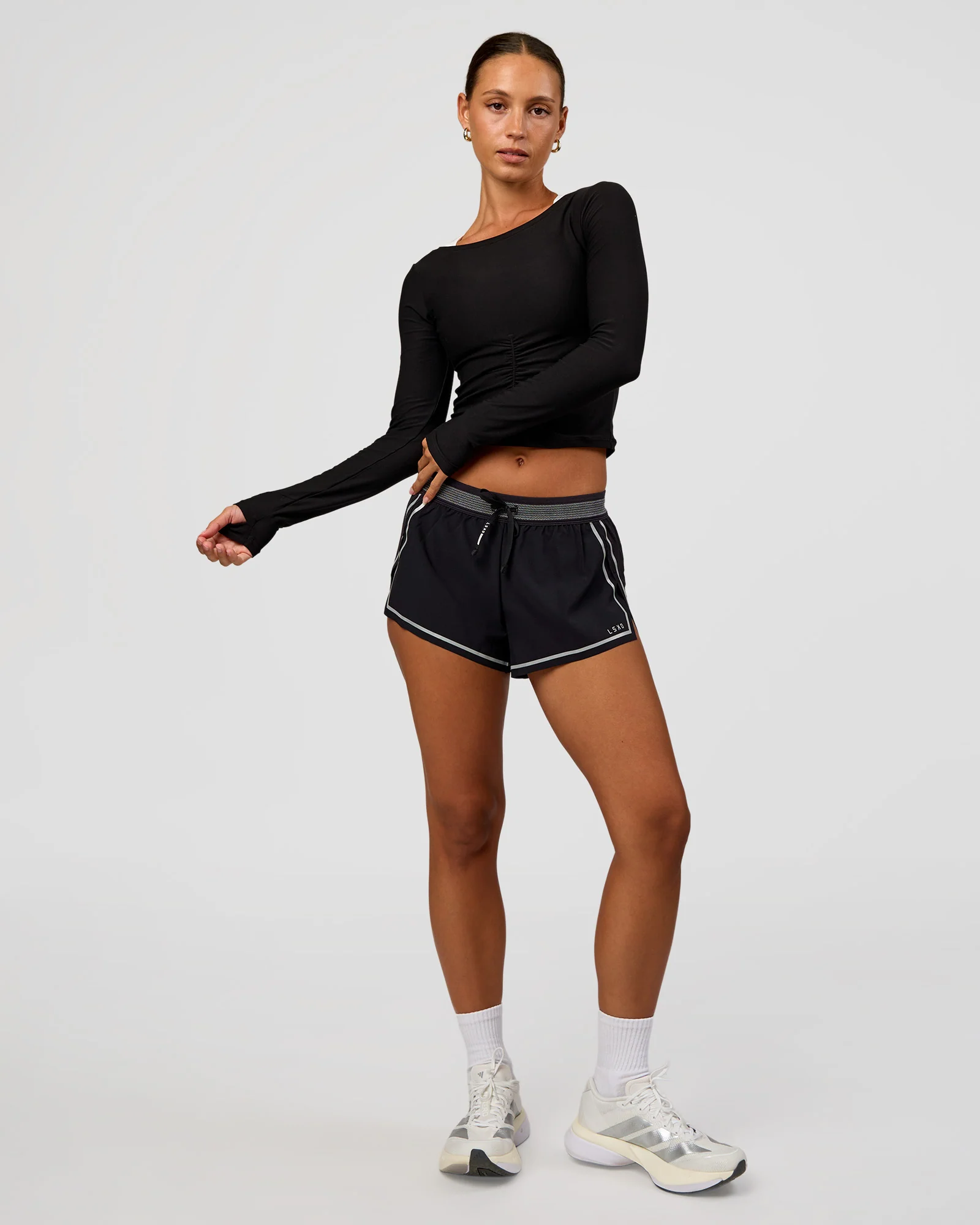 Scrunch Long Sleeve Tee - Black