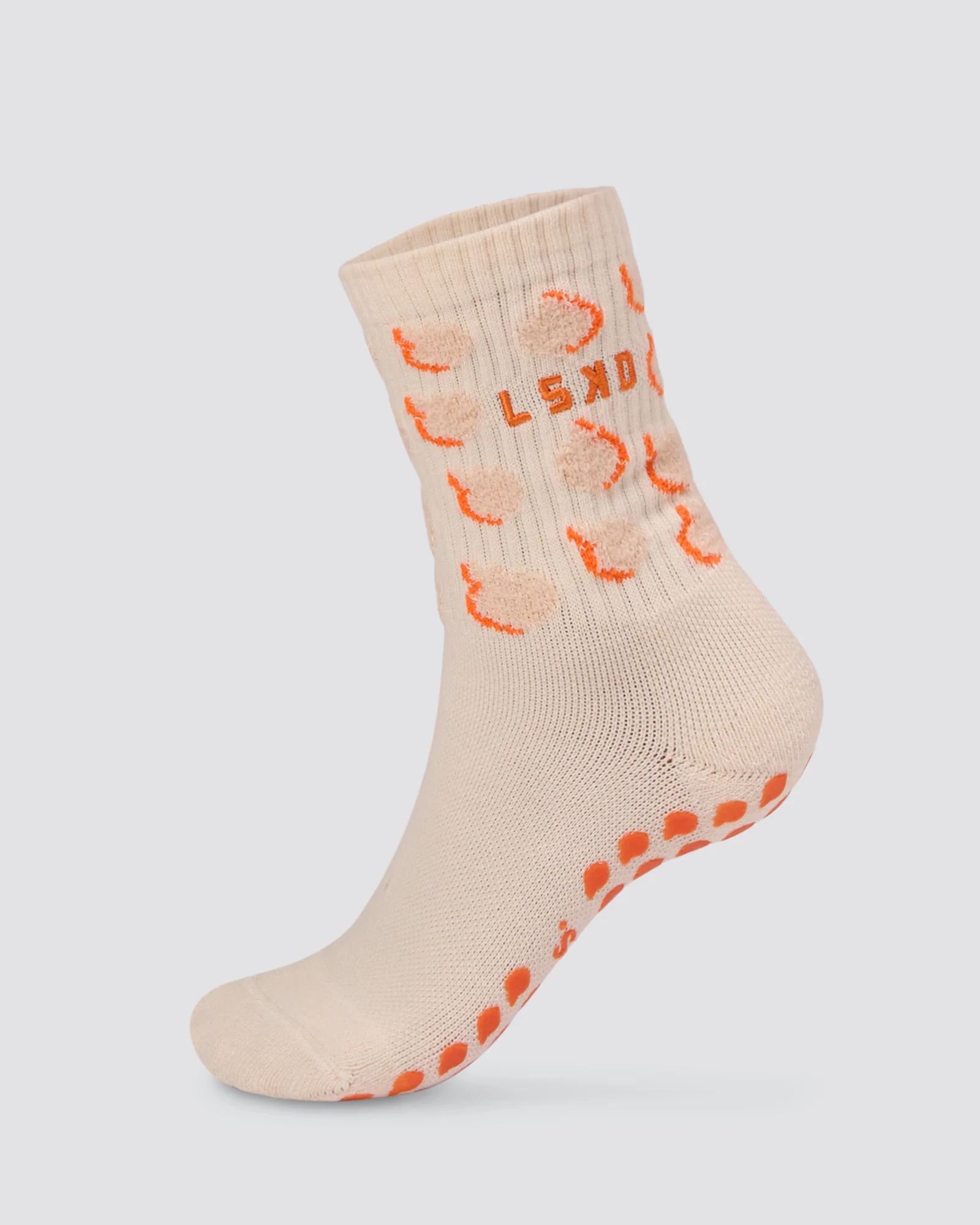 12580-love-peaches-pilates-grip-socks-ivory-orange-1.webp Love Peaches Pilates Grip Socks - Ivory-Orange