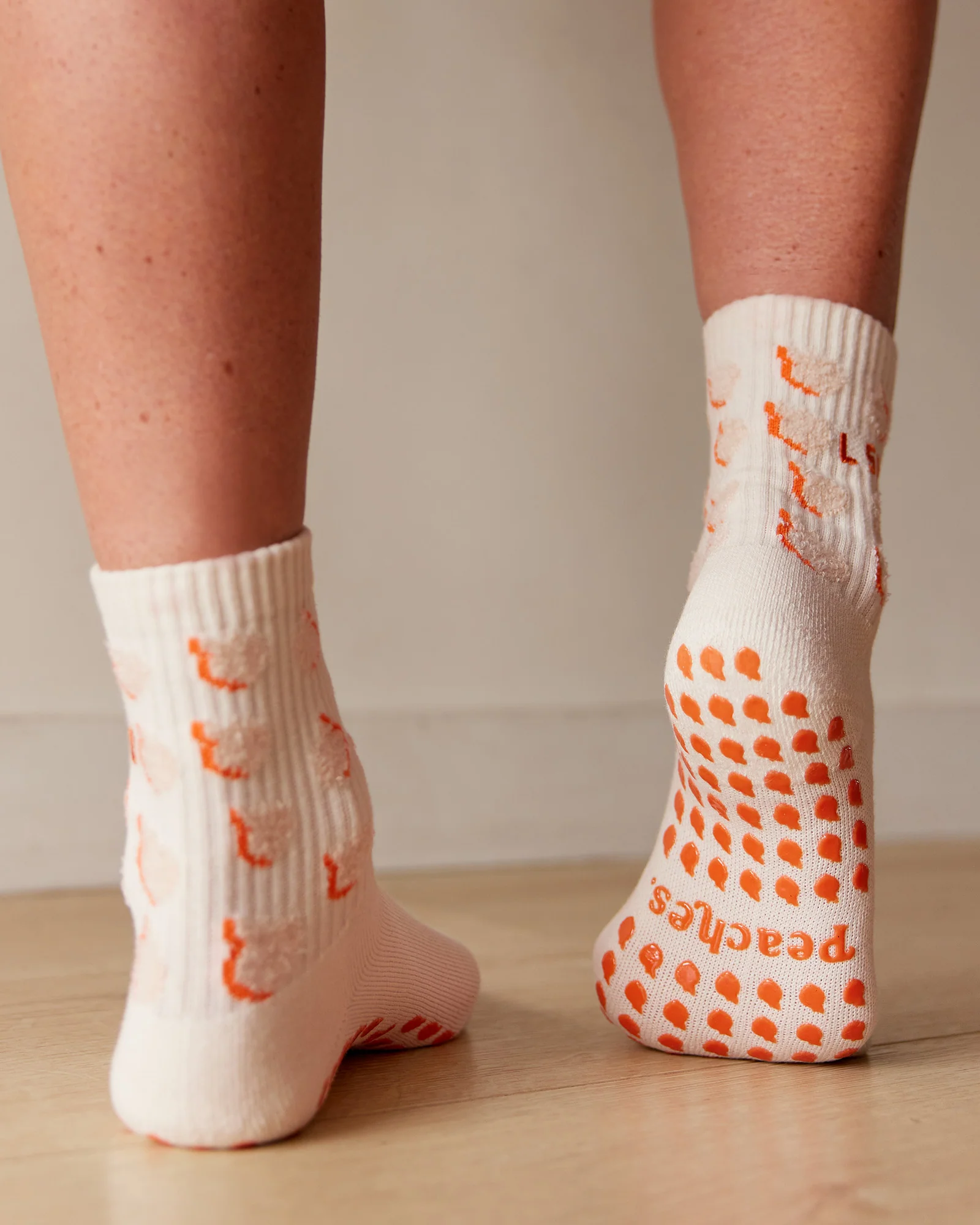 12580-love-peaches-pilates-grip-socks-ivory-orange-2.webp Love Peaches Pilates Grip Socks - Ivory-Orange