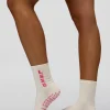 Studio Pilates Grip Sock - Off White-Pink Rose
