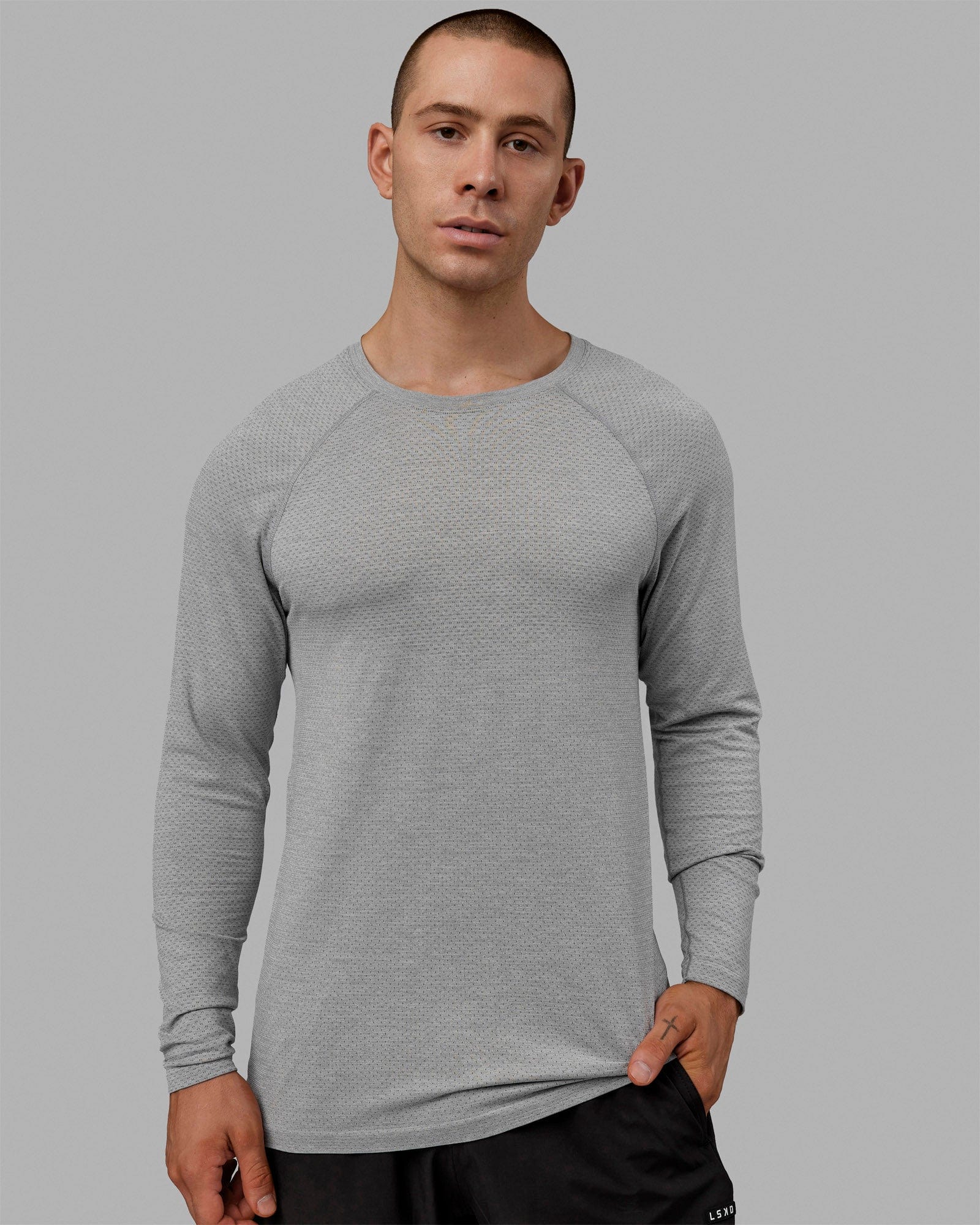 AeroFLX+ Seamless Long Sleeve Tee - Lt Grey Marl