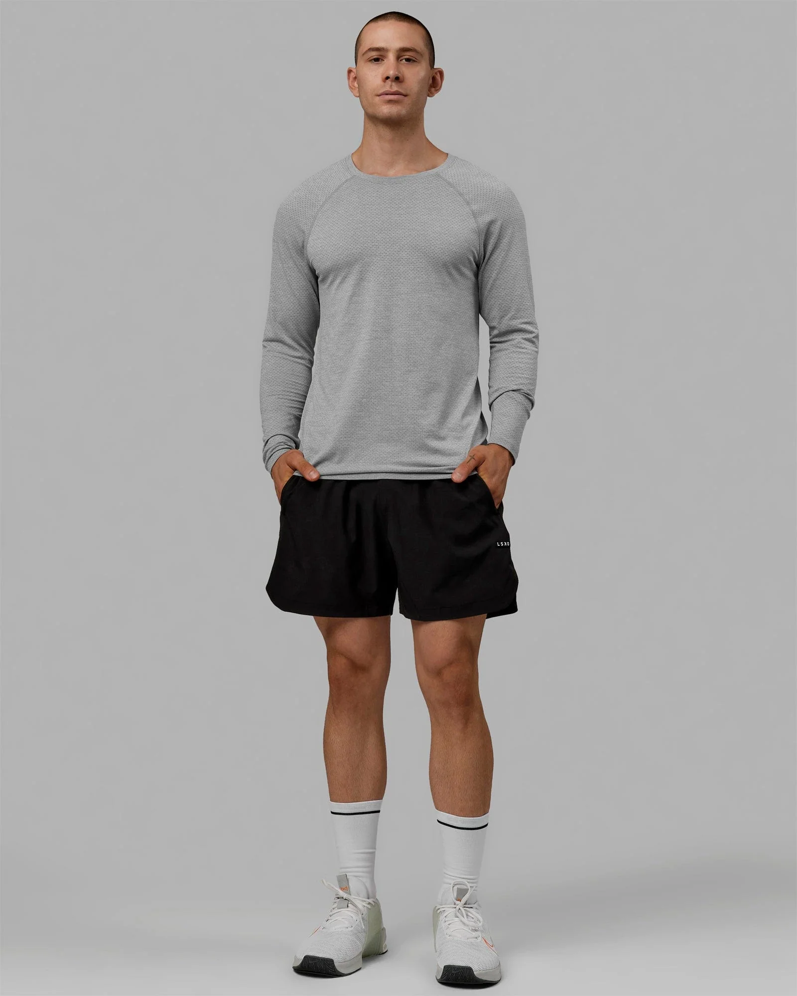 AeroFLX+ Seamless Long Sleeve Tee - Lt Grey Marl