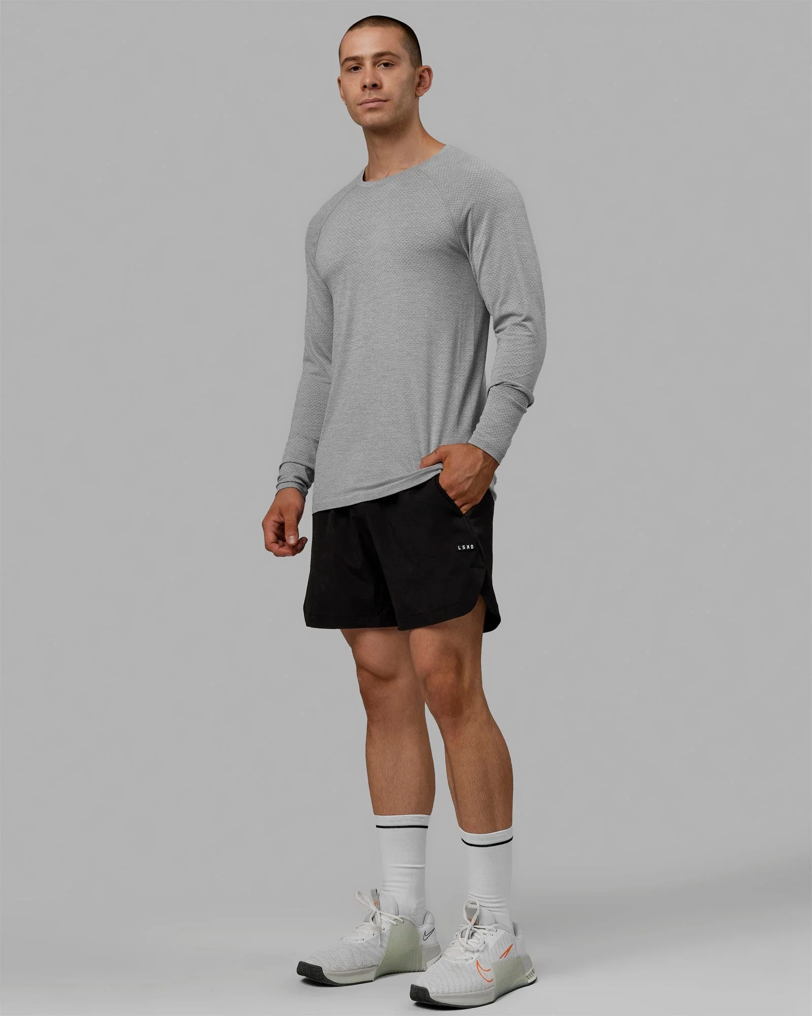AeroFLX+ Seamless Long Sleeve Tee - Lt Grey Marl