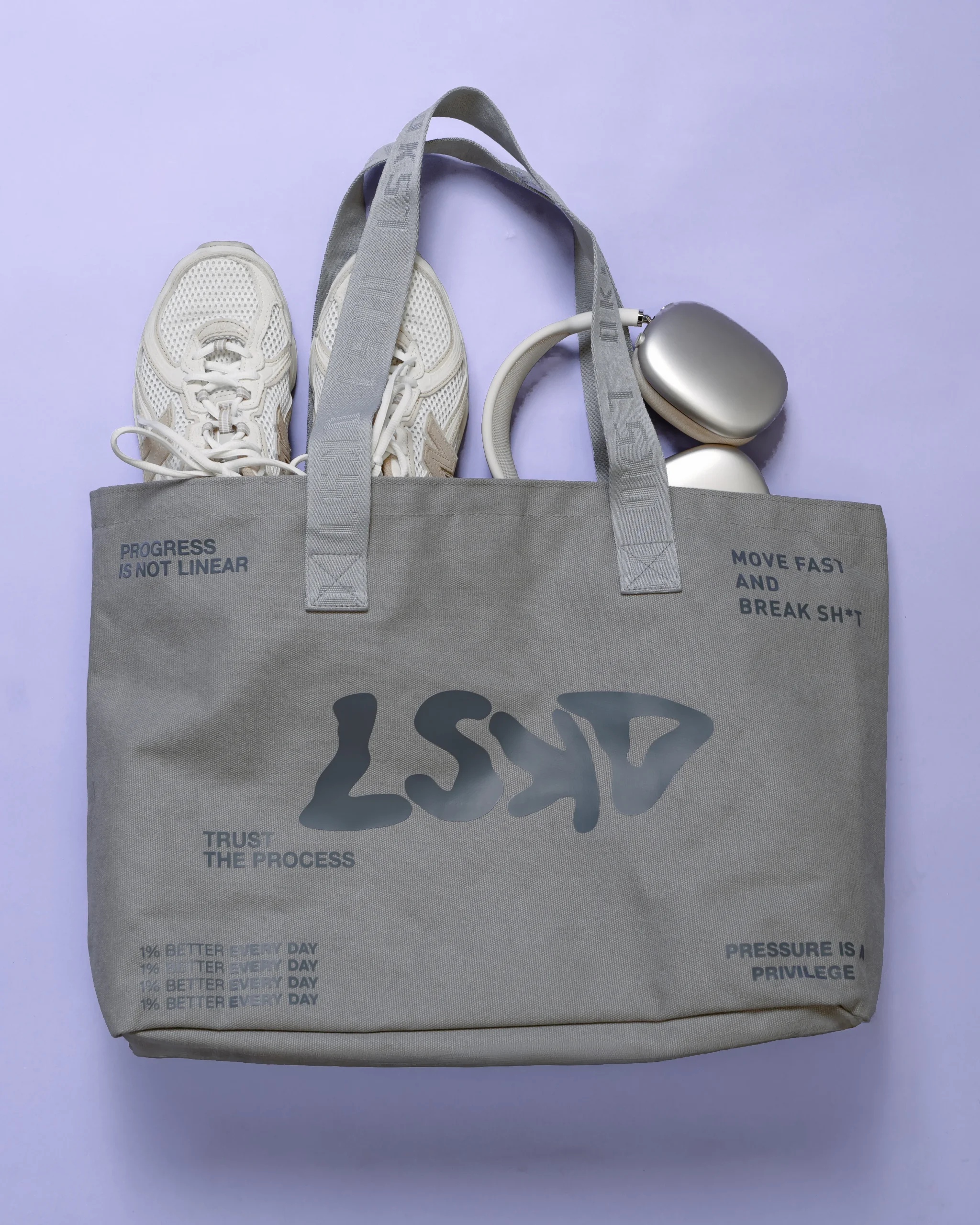 Hold It All Canvas Tote - Circular Grey-Values