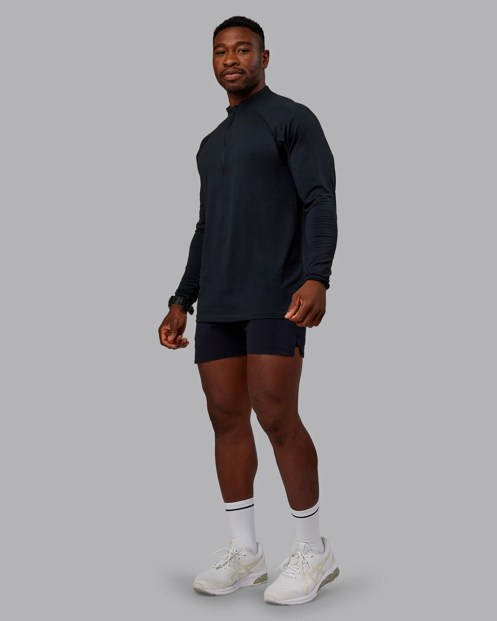 AeroFLX+ Seamless Half Zip Long Sleeve Tee - Black Marl