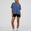 Go-To FLXCotton Oversized Tee - Midnight Blue Washed-White