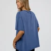 Go-To FLXCotton Oversized Tee - Midnight Blue Washed-White