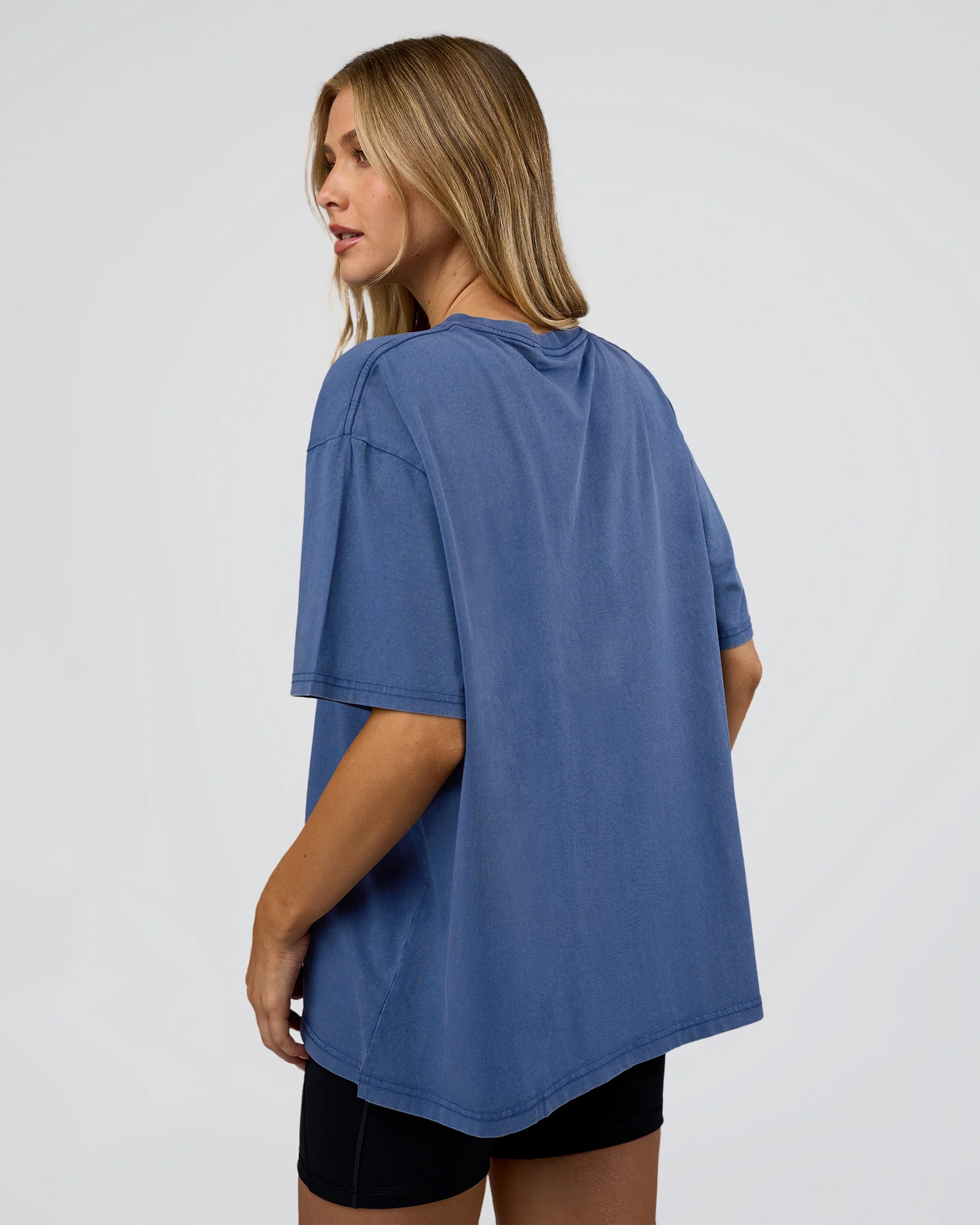 Go-To FLXCotton Oversized Tee - Midnight Blue Washed-White