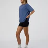 Go-To FLXCotton Oversized Tee - Midnight Blue Washed-White