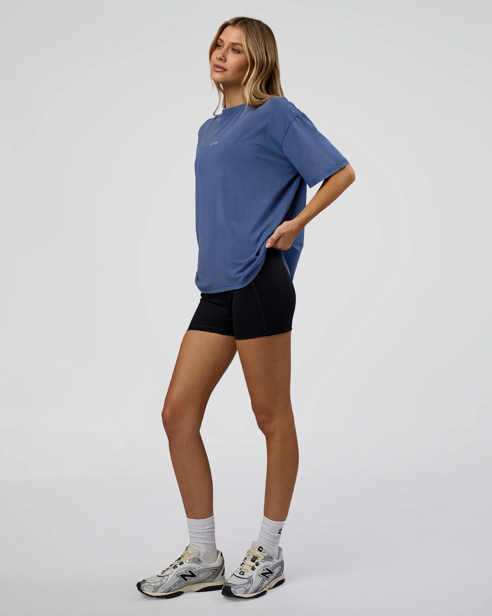 Go-To FLXCotton Oversized Tee - Midnight Blue Washed-White