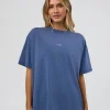 Go-To FLXCotton Oversized Tee - Midnight Blue Washed-White