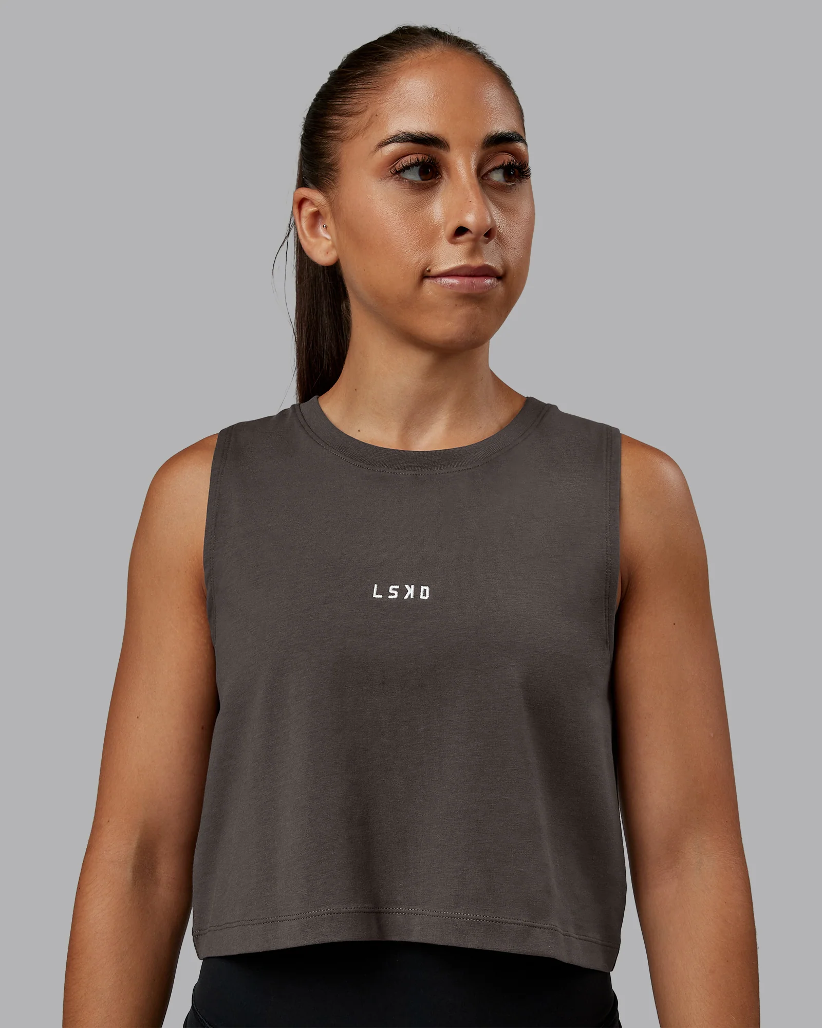 Go-To FLXCotton Tank - Dark Storm-White