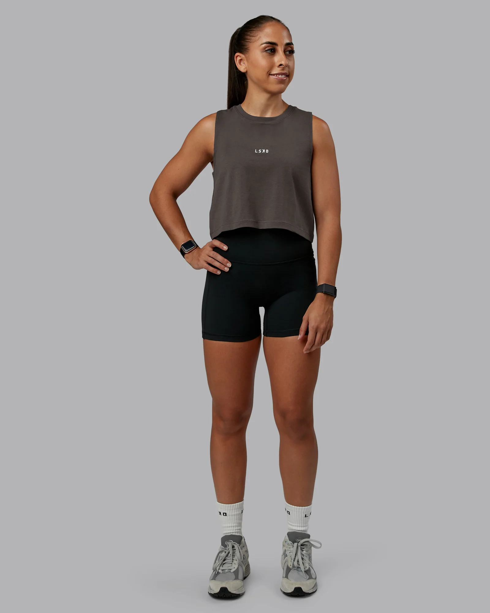 Go-To FLXCotton Tank - Dark Storm-White