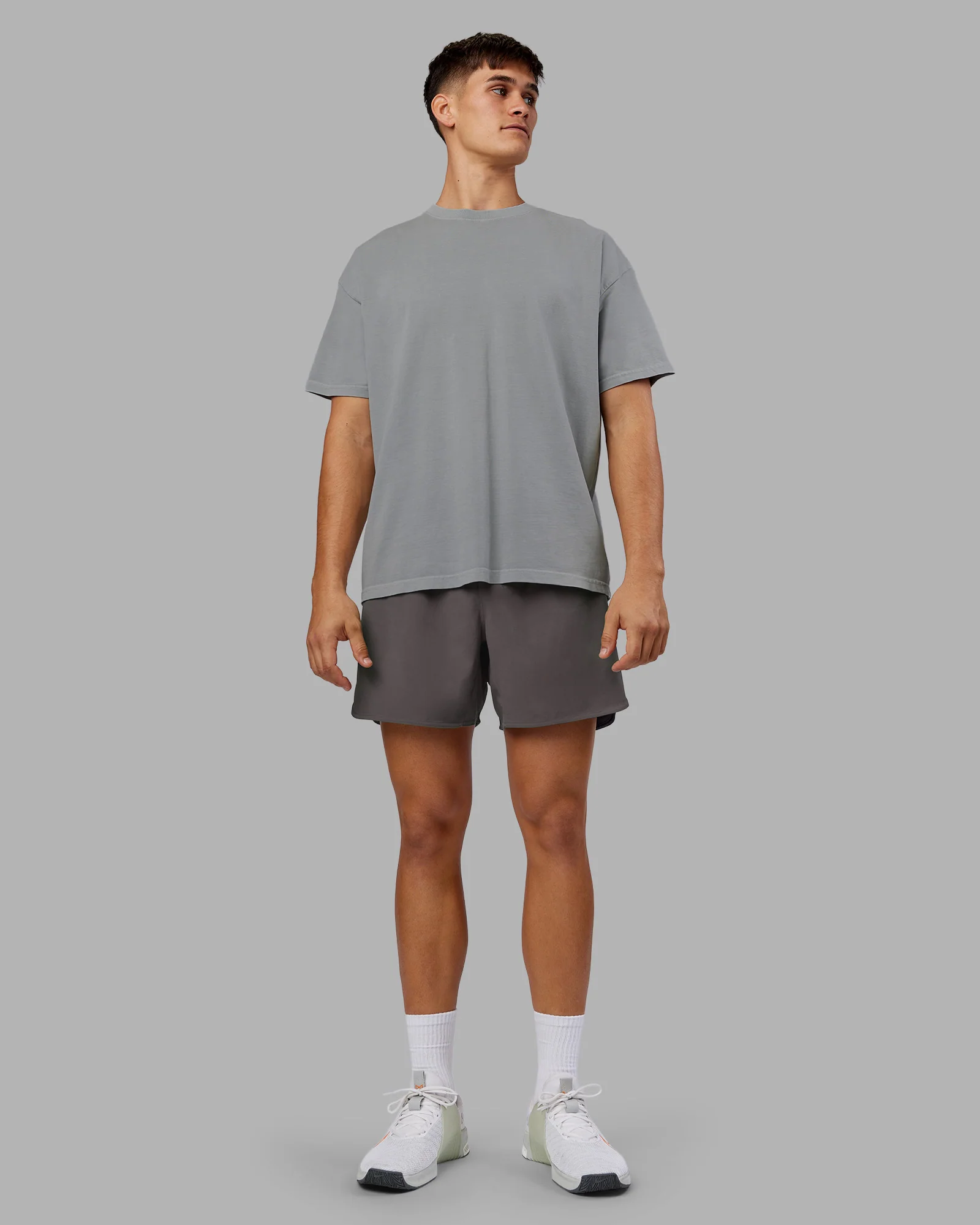 Pressure Washed Heavyweight Oversize Tee - Grey-Bubblegum