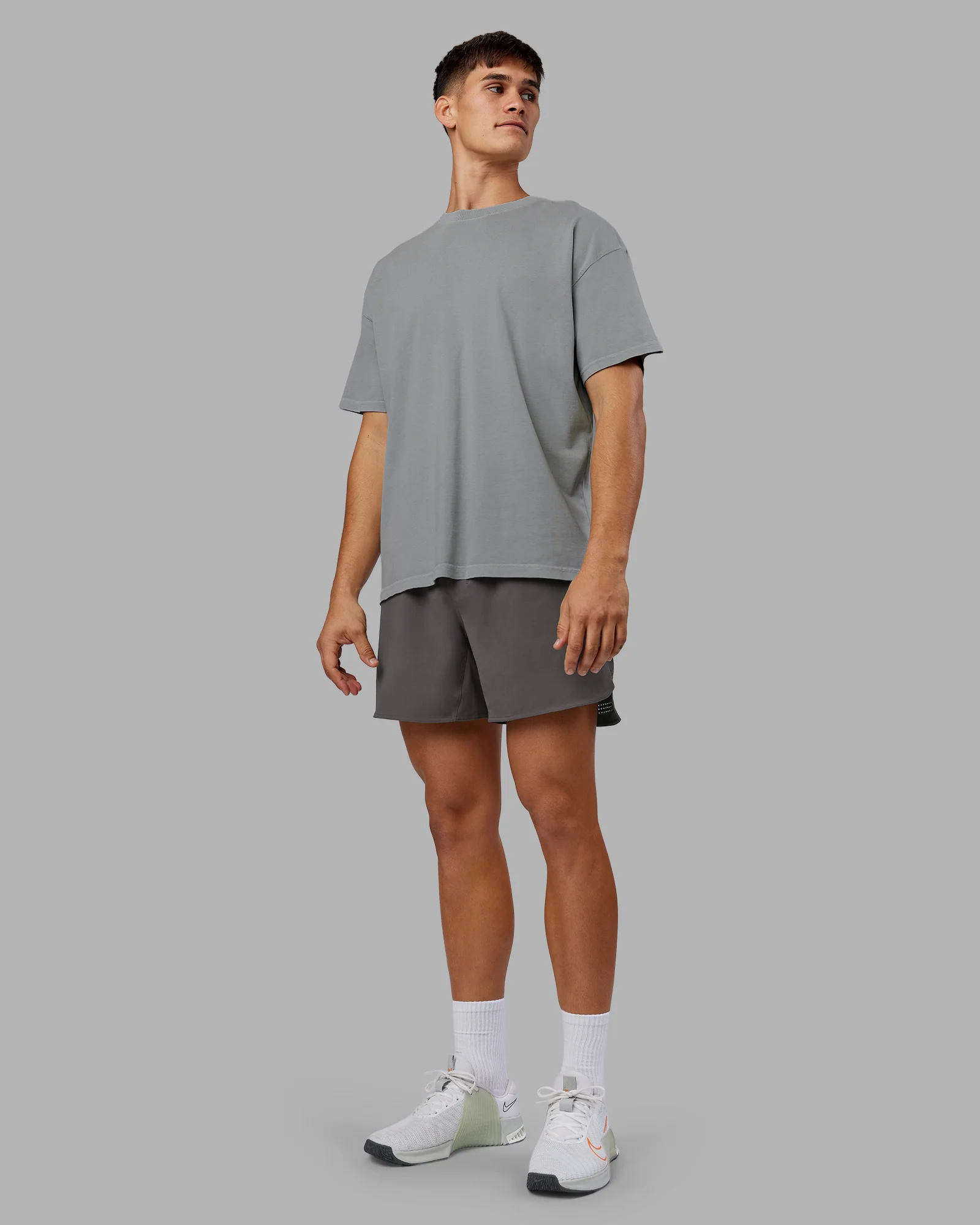 Pressure Washed Heavyweight Oversize Tee - Grey-Bubblegum