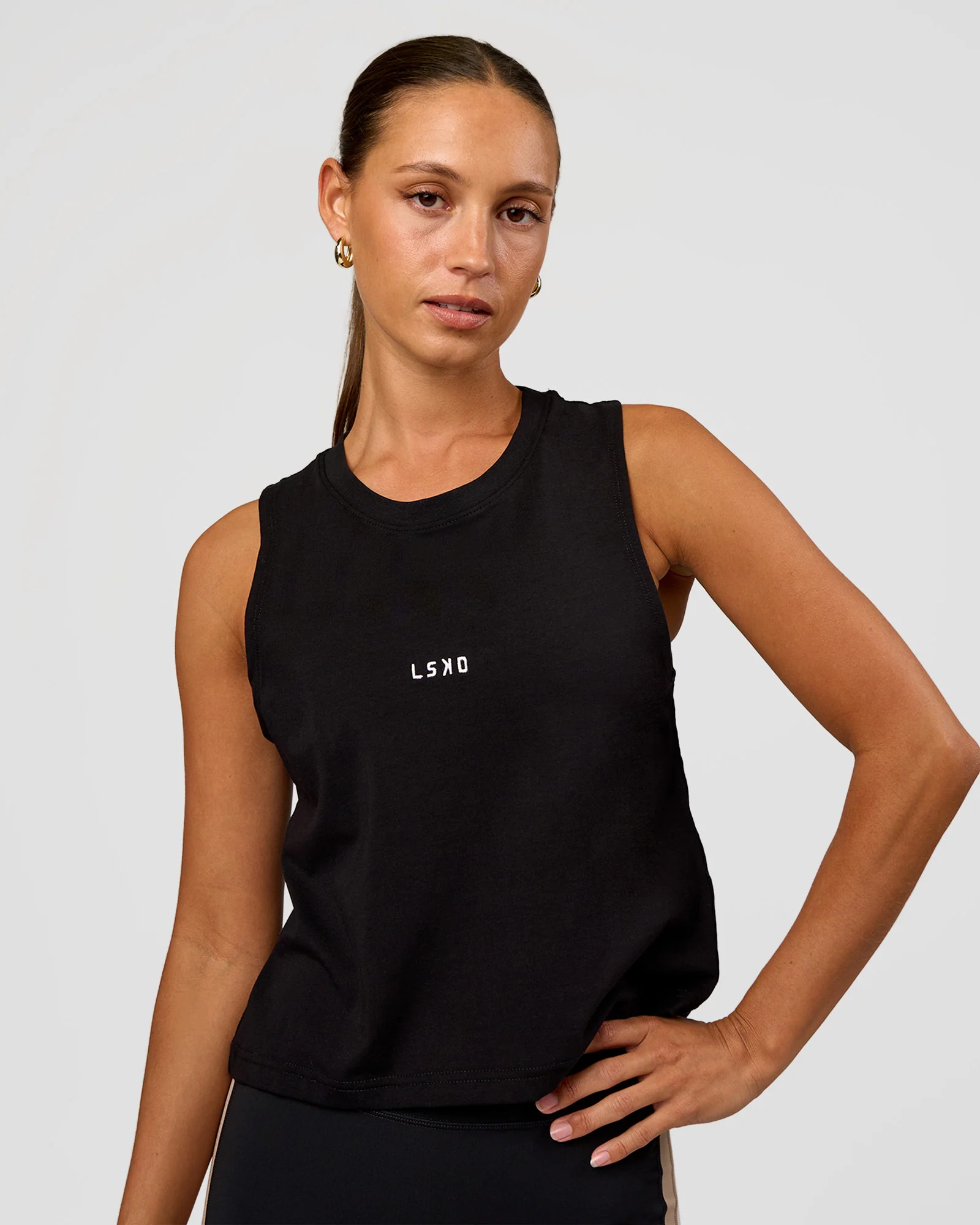 Go-To FLXCotton Midline Tank - Black-White