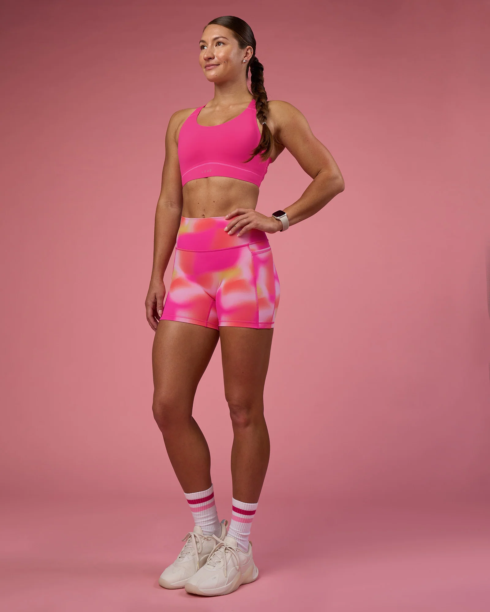 Fusion Ultra High-Rise 4" Short Pockets - Pink Glow Print