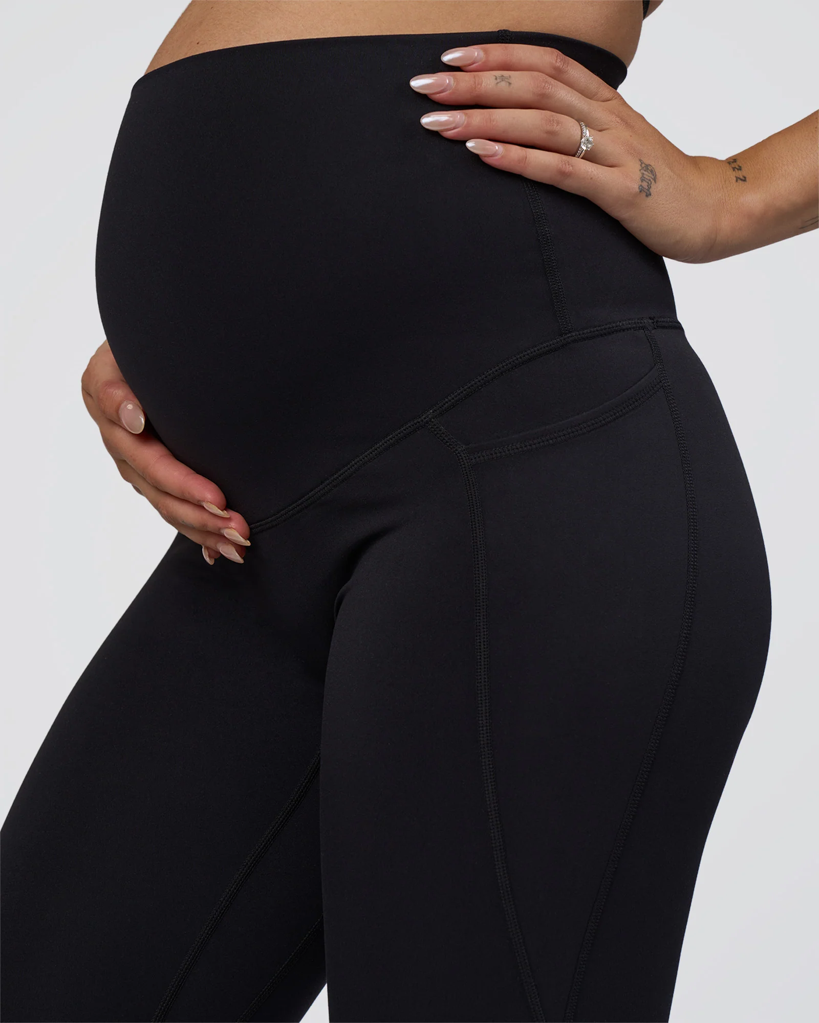 Elixir Ultra High-Rise Maternity Full Length Legging Pockets - Black