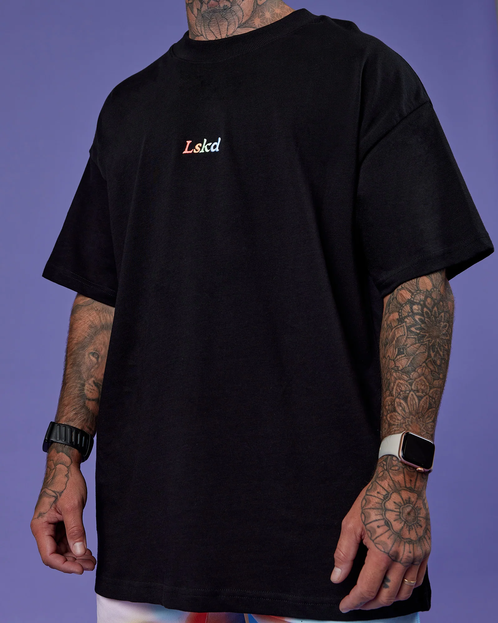 Our Journey Heavyweight Oversized Tee - Black-Rainbow