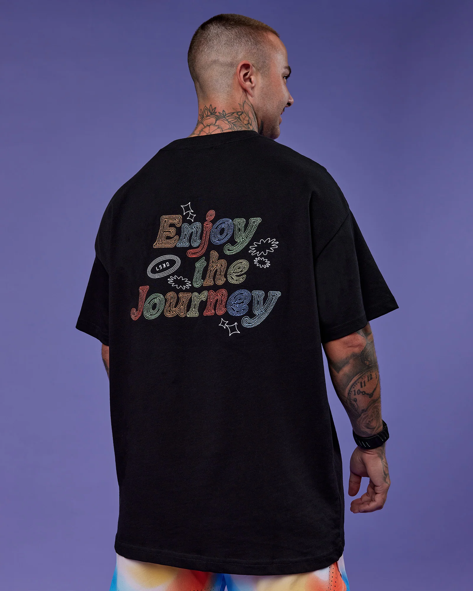 Our Journey Heavyweight Oversized Tee - Black-Rainbow