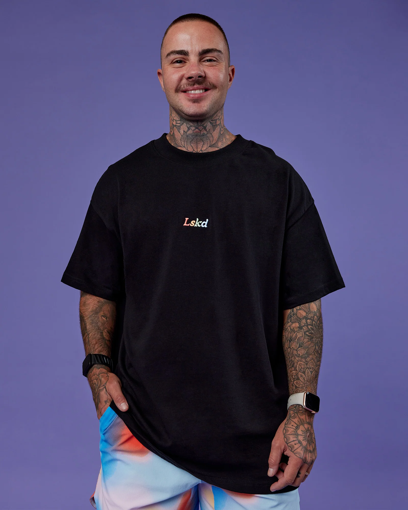 Our Journey Heavyweight Oversized Tee - Black-Rainbow