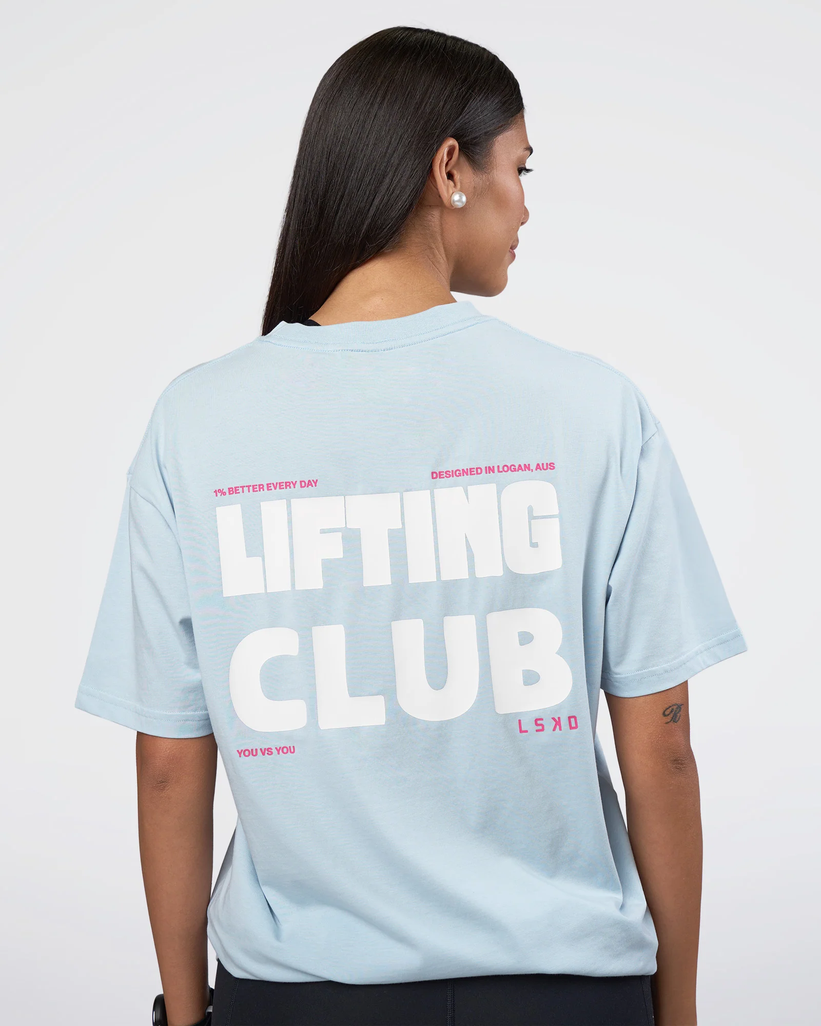 Lifting FLXCotton Oversized Tee - Blue Aura-Ultra Pink