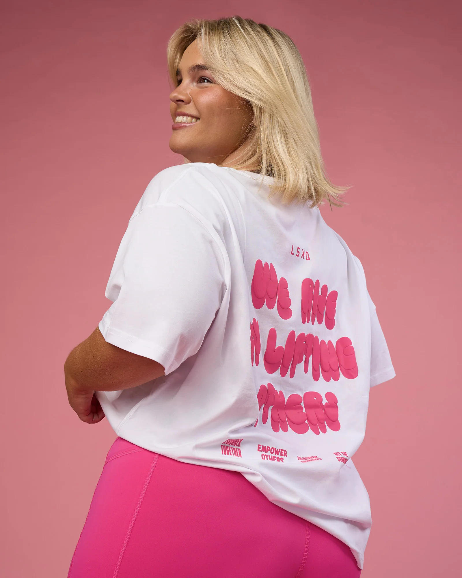 BCAM Go-To FLXCotton Oversized Tee - White-Ultra Pink