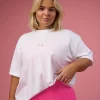 BCAM Go-To FLXCotton Oversized Tee - White-Ultra Pink
