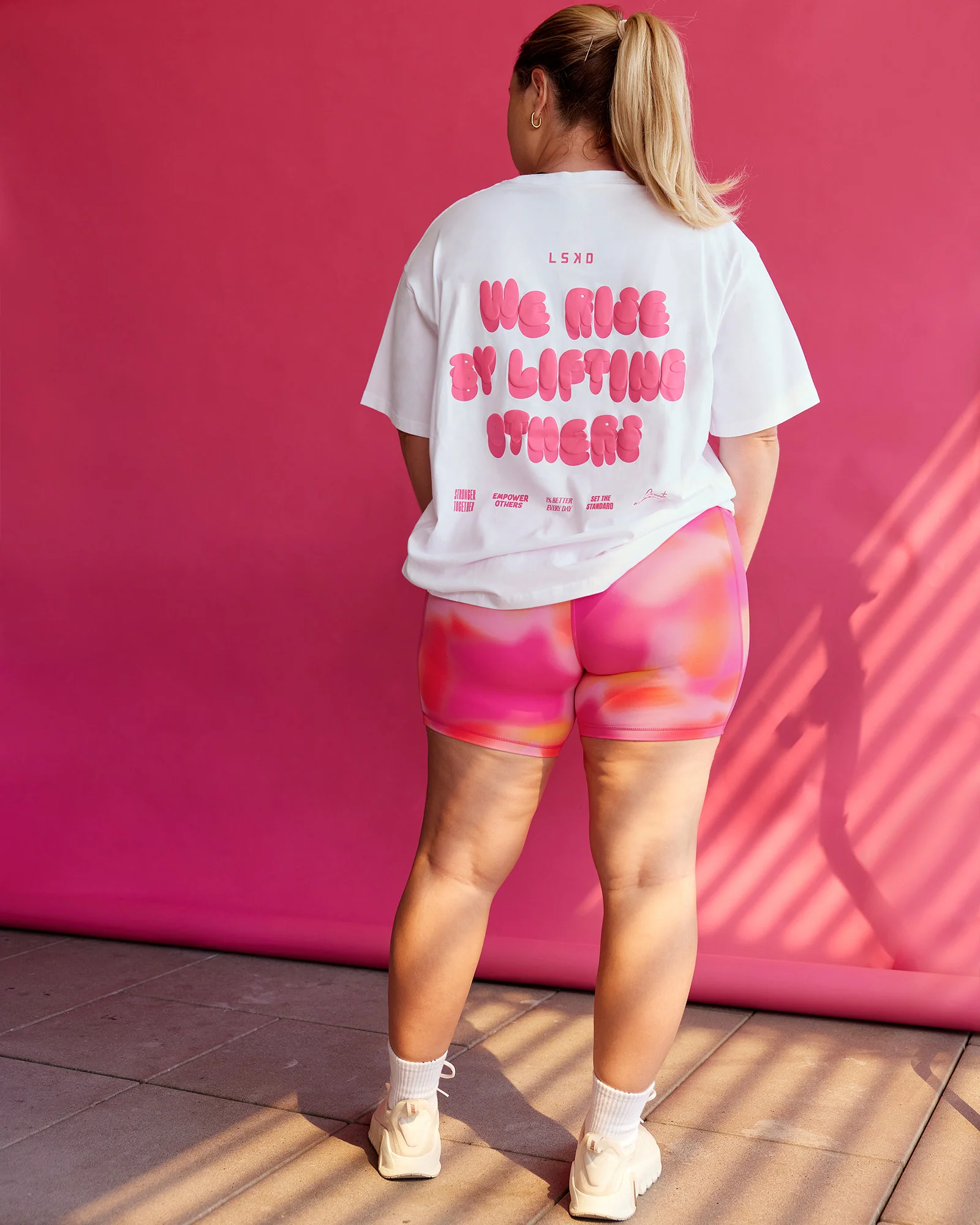 BCAM Go-To FLXCotton Oversized Tee - White-Ultra Pink