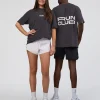 Runner's FLXCotton Oversized Tee - Black Washed-White