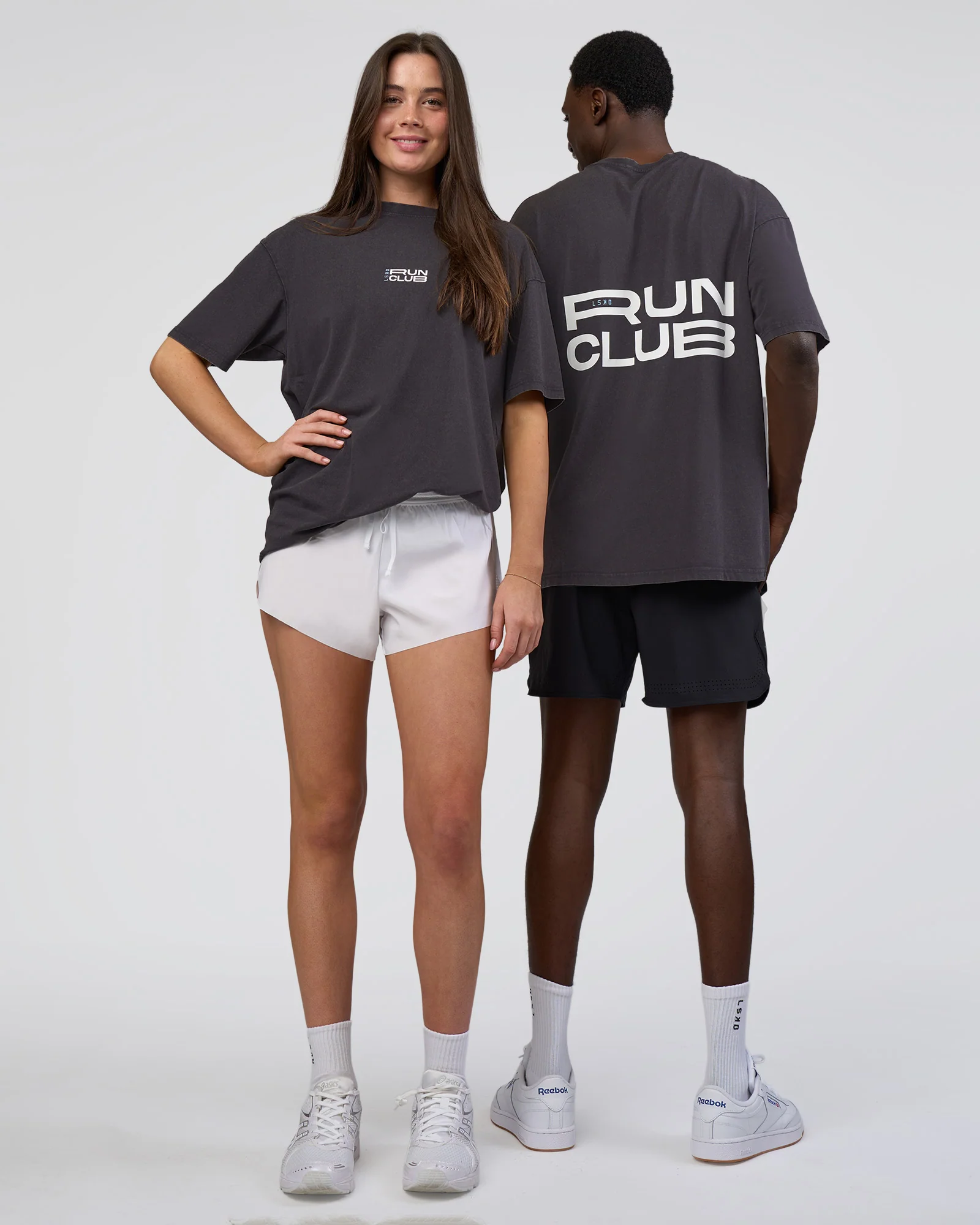 Runner's FLXCotton Oversized Tee - Black Washed-White