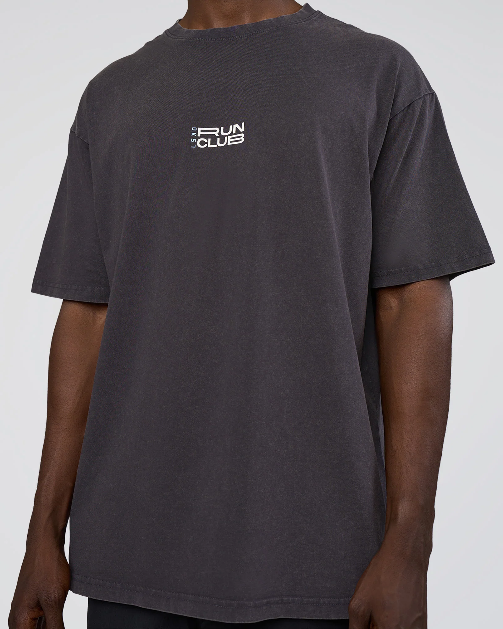 Runner's FLXCotton Oversized Tee - Black Washed-White