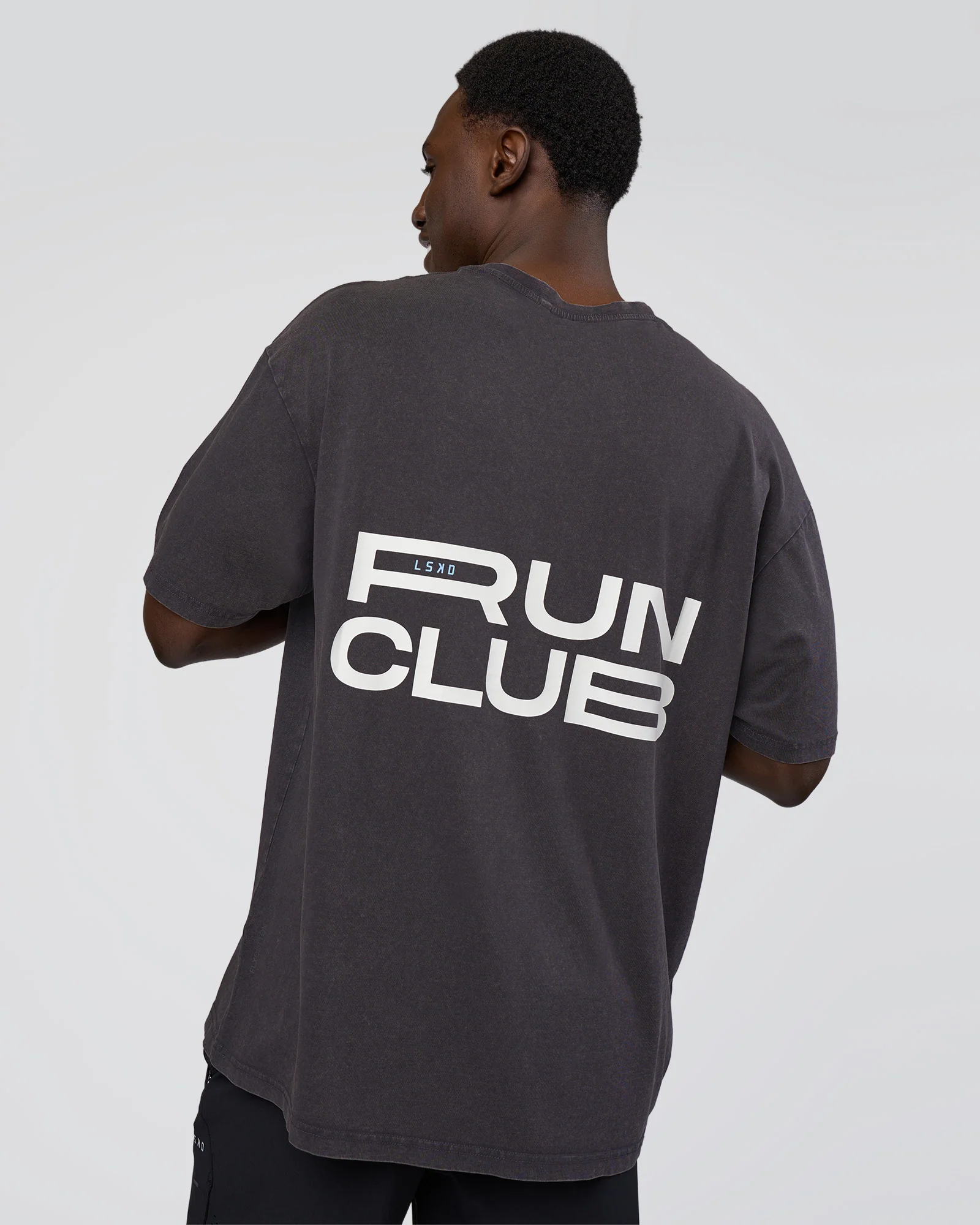 Runner's FLXCotton Oversized Tee - Black Washed-White