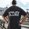 Runner's FLXCotton Oversized Tee - Black Washed-White