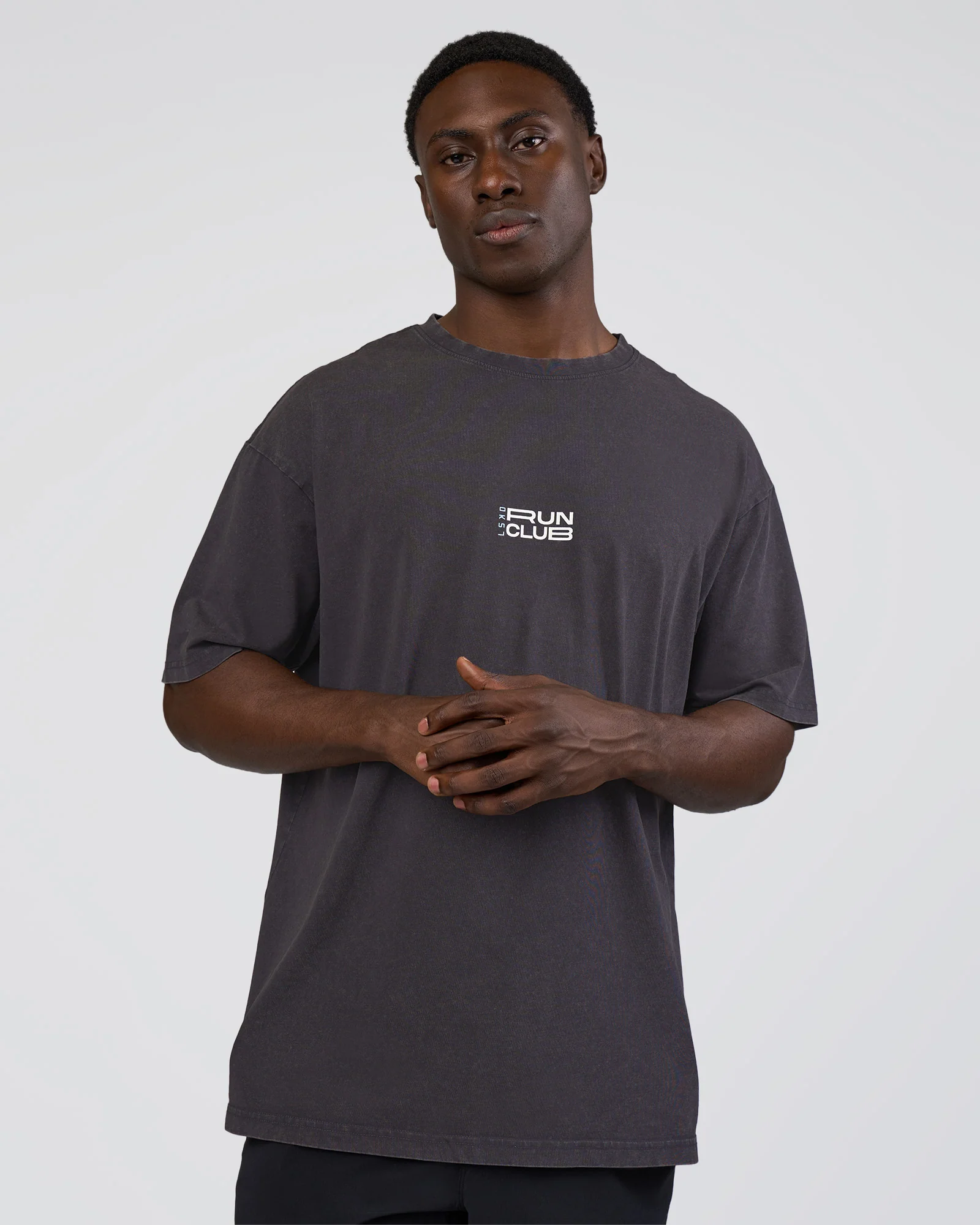Runner's FLXCotton Oversized Tee - Black Washed-White