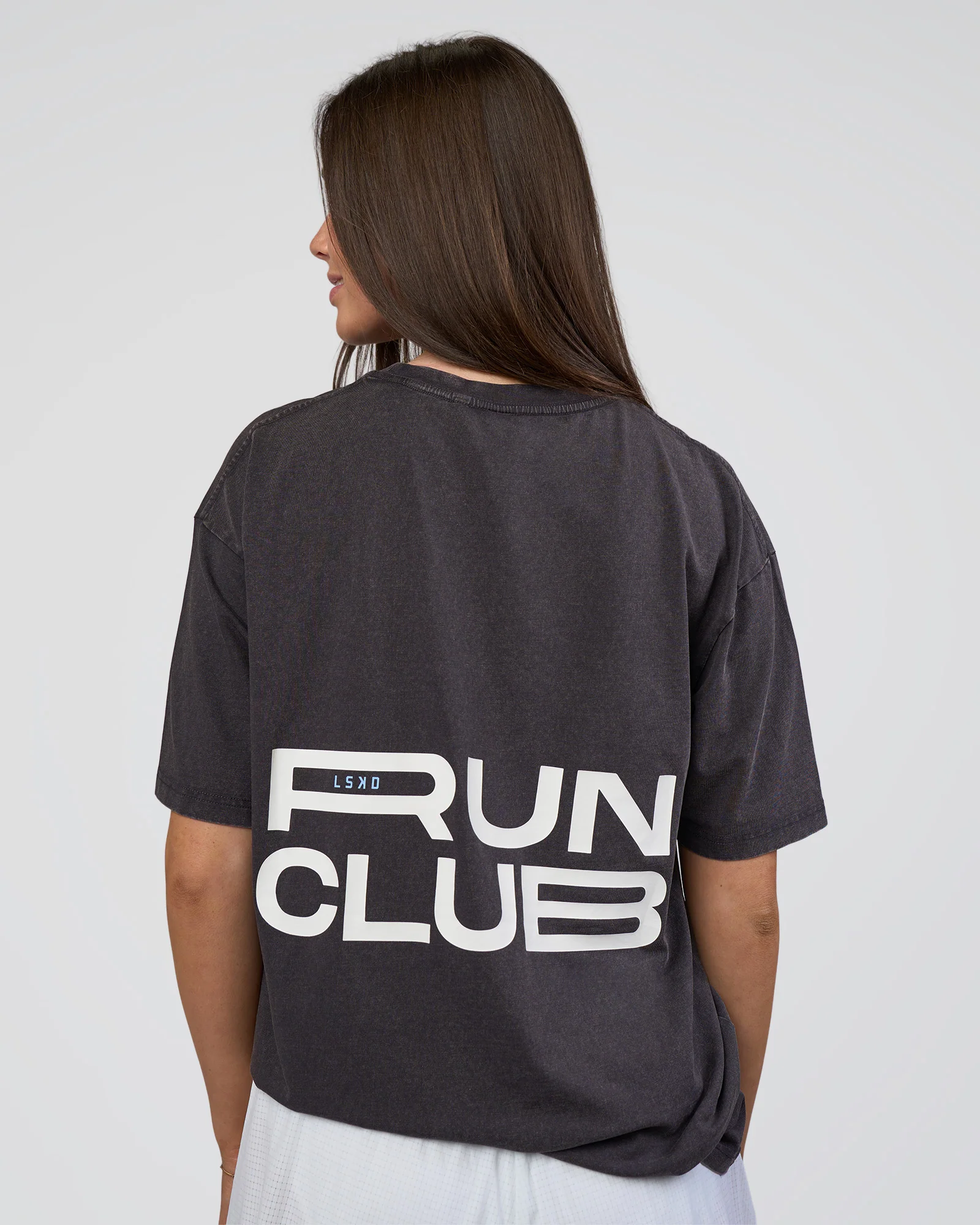 Runner's FLXCotton Oversized Tee - Black Washed-White